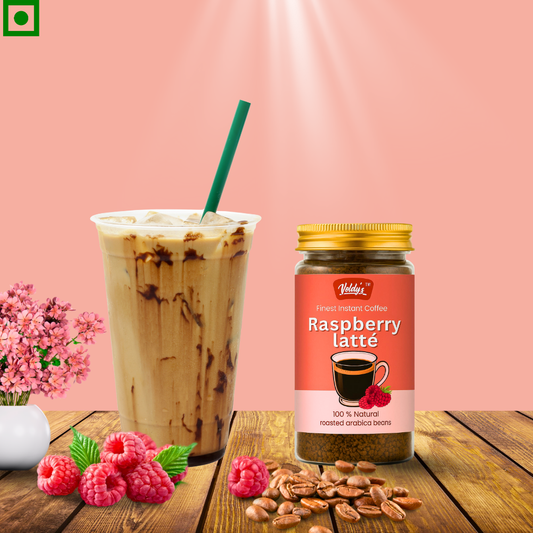 Voldy’s Raspberry Latte Instant Coffee – Fruity & Creamy Coffee Blend | 50g Jar | Unique Raspberry Flavored Instant Coffee
