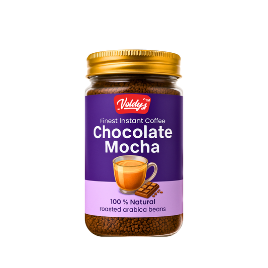 Voldy’s Chocolate Mocha Instant Coffee – Rich Cocoa & Bold Coffee Blend | Flavored Instant Coffee | 50g Jar | Smooth & Chocolaty Taste |